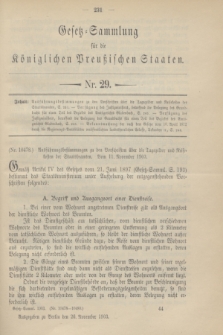 Gesetz-Sammlung für die Königlichen Preußischen Staaten. 1903, Nr. 29 (26 November)