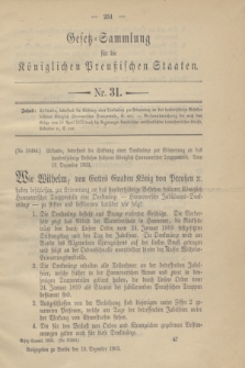 Gesetz-Sammlung für die Königlichen Preußischen Staaten. 1903, Nr. 31 (19 Dezember)