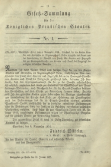 Gesetz-Sammlung für die Königlichen Preußischen Staaten. 1855, Nr. 1 (23 Januar)