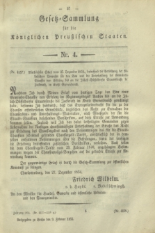 Gesetz-Sammlung für die Königlichen Preußischen Staaten. 1855, Nr. 4 (9 Februar)