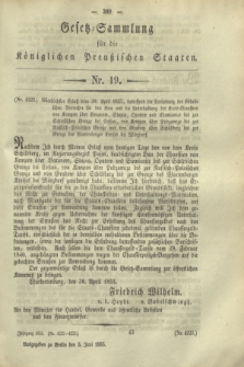 Gesetz-Sammlung für die Königlichen Preußischen Staaten. 1855, Nr. 19 (5 Juni)