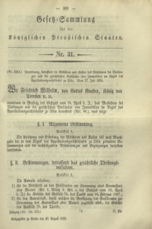 Gesetz-Sammlung für die Königlichen Preußischen Staaten. 1855, Nr. 31 (10 August)