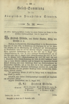 Gesetz-Sammlung für die Königlichen Preußischen Staaten. 1855, Nr. 36 (17 September)