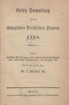 Gesetz-Sammlung für die Königlichen Preußischen Staaten. 1858, Spis treści