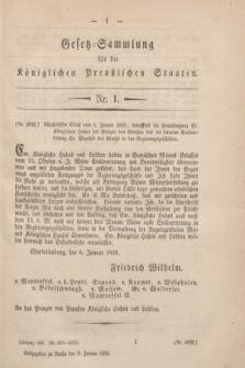 Gesetz-Sammlung für die Königlichen Preußischen Staaten. 1858, Nr. 1 (9 Januar)