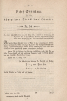 Gesetz-Sammlung für die Königlichen Preußischen Staaten. 1858, Nr. 10 (31 März)