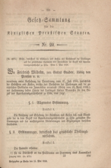 Gesetz-Sammlung für die Königlichen Preußischen Staaten. 1858, Nr. 20 (15 Mai)