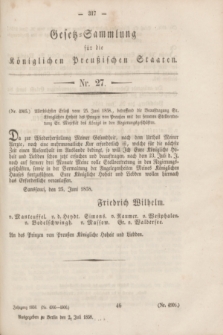 Gesetz-Sammlung für die Königlichen Preußischen Staaten. 1858, Nr. 27 (2 Juli)