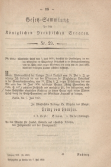 Gesetz-Sammlung für die Königlichen Preußischen Staaten. 1858, Nr. 29 (7 Juli)
