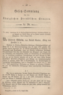 Gesetz-Sammlung für die Königlichen Preußischen Staaten. 1858, Nr. 38 (21 August)