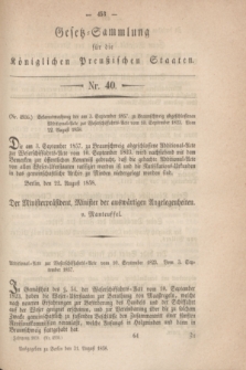 Gesetz-Sammlung für die Königlichen Preußischen Staaten. 1858, Nr. 40 (31 August)