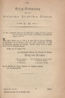 Gesetz-Sammlung für die Königlichen Preußischen Staaten. 1858, Nr. 44 (16 September)