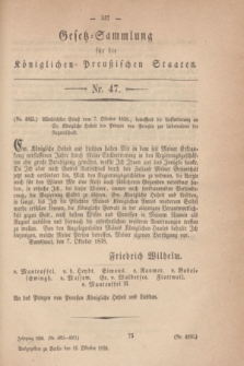 Gesetz-Sammlung für die Königlichen Preußischen Staaten. 1858, Nr. 47 (11 Oktober)