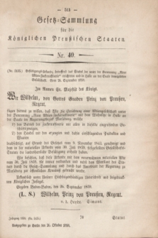 Gesetz-Sammlung für die Königlichen Preußischen Staaten. 1859, Nr. 40 (26 Oktober)