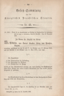Gesetz-Sammlung für die Königlichen Preußischen Staaten. 1859, Nr. 45 (21 Dezember)