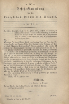 Gesetz-Sammlung für die Königlichen Preußischen Staaten. 1861, Nr. 11 (28 März)