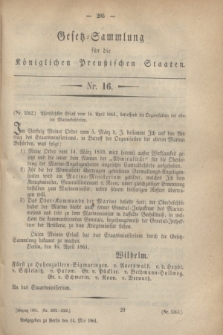 Gesetz-Sammlung für die Königlichen Preußischen Staaten. 1861, Nr. 16 (14 Mai)