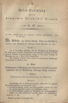 Gesetz-Sammlung für die Königlichen Preußischen Staaten. 1861, Nr. 27 (12 August)