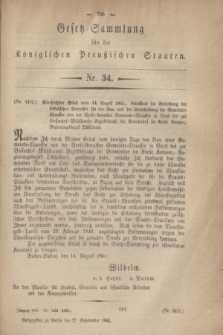 Gesetz-Sammlung für die Königlichen Preußischen Staaten. 1861, Nr. 34 (27 September)