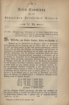Gesetz-Sammlung für die Königlichen Preußischen Staaten. 1861, Nr. 38 (26 November)