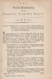 Gesetz-Sammlung für die Königlichen Preußischen Staaten. 1863, Nr. 2 (7 Februar)