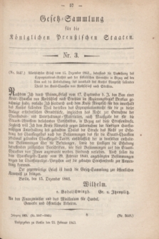 Gesetz-Sammlung für die Königlichen Preußischen Staaten. 1863, Nr. 3 (23 Februar)