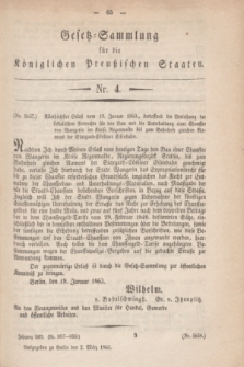 Gesetz-Sammlung für die Königlichen Preußischen Staaten. 1863, Nr. 4 (2 März)