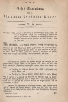 Gesetz-Sammlung für die Königlichen Preußischen Staaten. 1863, Nr. 7 (21 März)