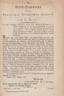 Gesetz-Sammlung für die Königlichen Preußischen Staaten. 1863, Nr. 11 (22 April)