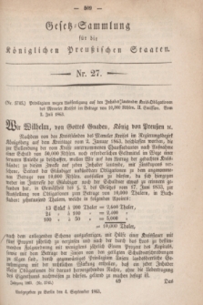 Gesetz-Sammlung für die Königlichen Preußischen Staaten. 1863, Nr. 27 (4 September)