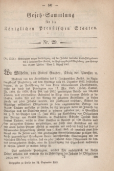 Gesetz-Sammlung für die Königlichen Preußischen Staaten. 1863, Nr. 29 (24 September)