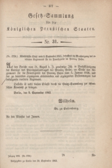 Gesetz-Sammlung für die Königlichen Preußischen Staaten. 1863, Nr. 31 (30 September)