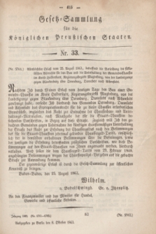 Gesetz-Sammlung für die Königlichen Preußischen Staaten. 1863, Nr. 33 (8 Oktober)