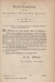 Gesetz-Sammlung für die Königlichen Preußischen Staaten. 1863, Nr. 41 (1 Dezember)