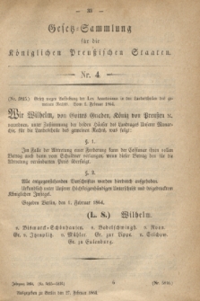 Gesetz-Sammlung für die Königlichen Preußischen Staaten. 1864, Nr. 4 (27 Februar)