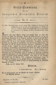 Gesetz-Sammlung für die Königlichen Preußischen Staaten. 1864, Nr. 5 (4 März)