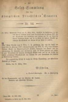 Gesetz-Sammlung für die Königlichen Preußischen Staaten. 1864, Nr. 14 (12 Mai)