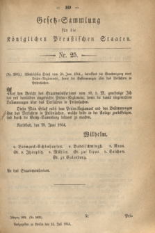 Gesetz-Sammlung für die Königlichen Preußischen Staaten. 1864, Nr. 25 (16 Juli)