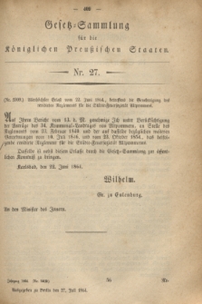 Gesetz-Sammlung für die Königlichen Preußischen Staaten. 1864, Nr. 27 (27 Juli)