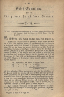 Gesetz-Sammlung für die Königlichen Preußischen Staaten. 1865, Nr. 34 (8 August)