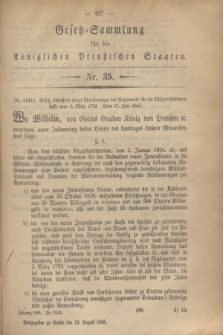 Gesetz-Sammlung für die Königlichen Preußischen Staaten. 1865, Nr. 35 (12 August)