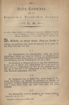Gesetz-Sammlung für die Königlichen Preußischen Staaten. 1865, Nr. 48 (16 Oktober)