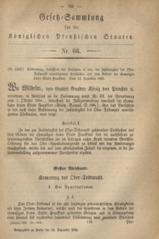 Gesetz-Sammlung für die Königlichen Preußischen Staaten. 1866, Nr. 66 (24 Dezember)