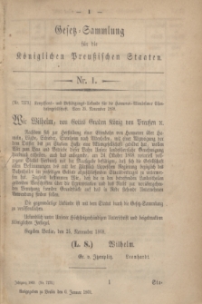 Gesetz-Sammlung für die Königlichen Preußischen Staaten. 1869, Nr. 1 (6 Januar)