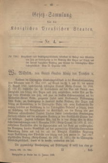 Gesetz-Sammlung für die Königlichen Preußischen Staaten. 1869, Nr. 4 (14 Januar)
