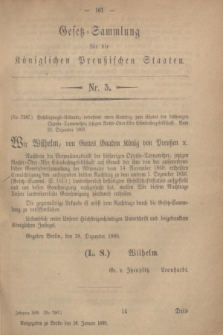 Gesetz-Sammlung für die Königlichen Preußischen Staaten. 1869, Nr. 5 (16 Januar)