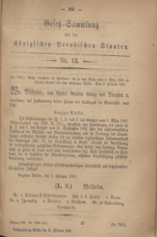 Gesetz-Sammlung für die Königlichen Preußischen Staaten. 1869, Nr. 13 (11 Februar)