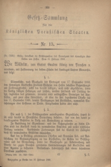 Gesetz-Sammlung für die Königlichen Preußischen Staaten. 1869, Nr. 15 (16 Februar)