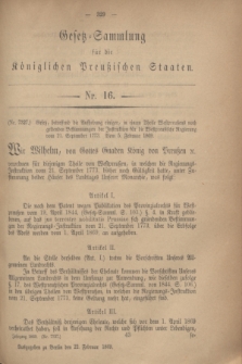 Gesetz-Sammlung für die Königlichen Preußischen Staaten. 1869, Nr. 16 (22 Februar)
