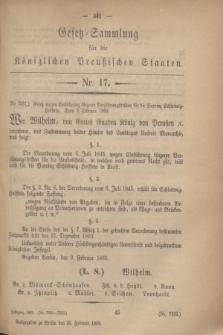 Gesetz-Sammlung für die Königlichen Preußischen Staaten. 1869, Nr. 17 (25 Februar)